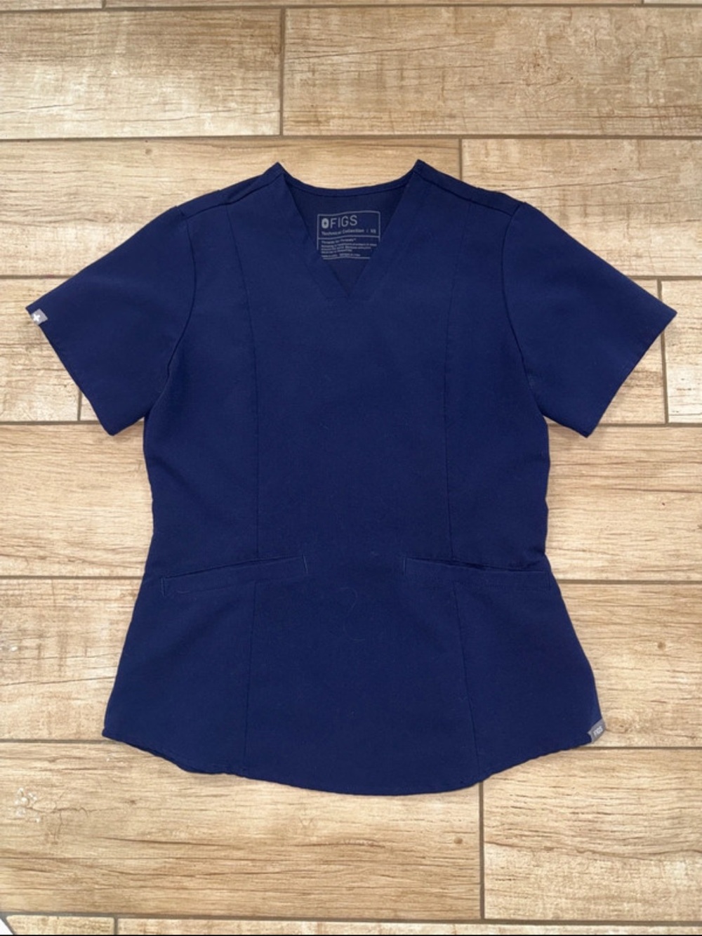 Figs Navy V-Neck Short Sleeve Scrub Top